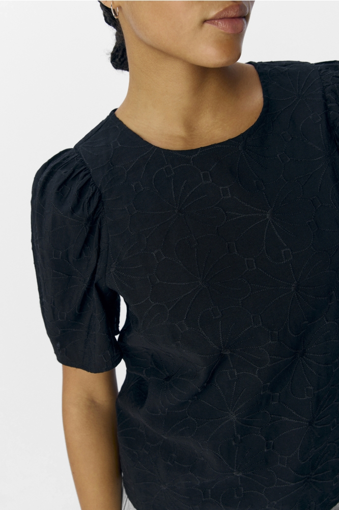 OBJILLY S/S RE O-NECK TOP 138 23046466 BLACK